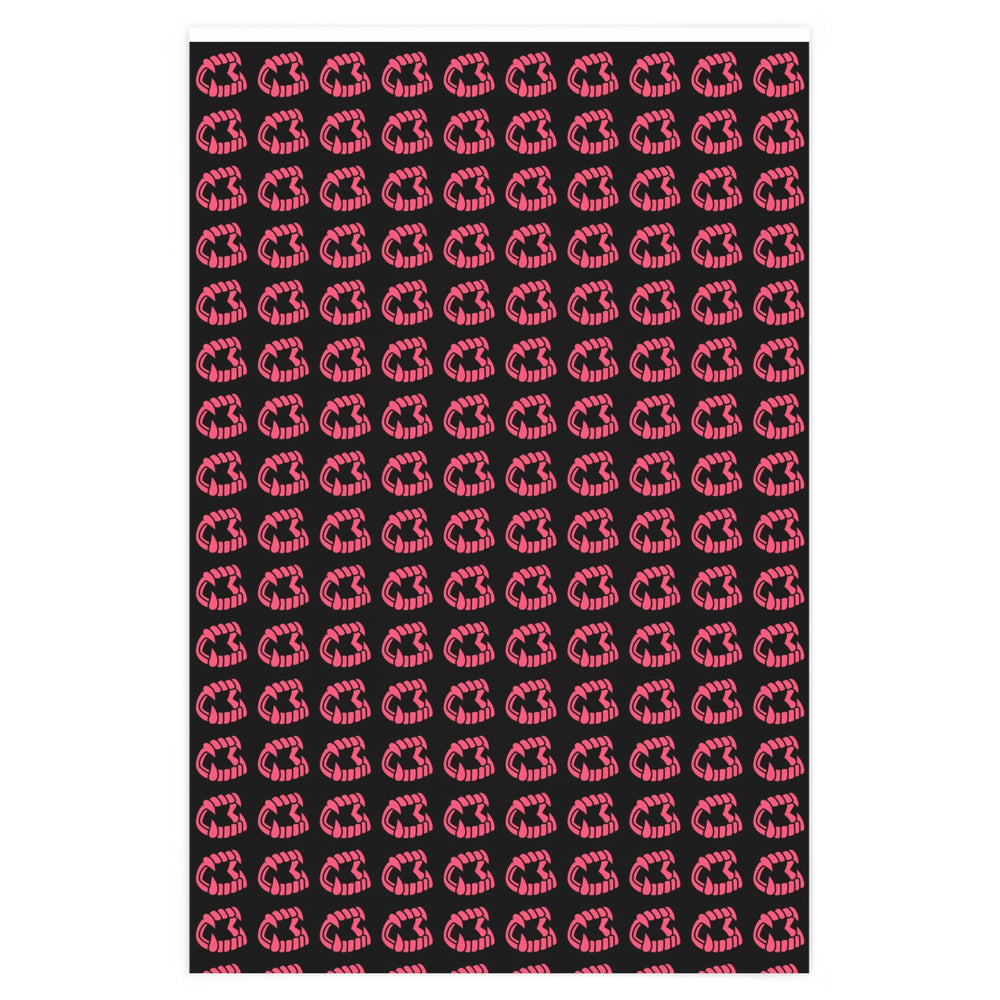Vampire Fangs Black and Hot Pink Teeth Wrapping Paper