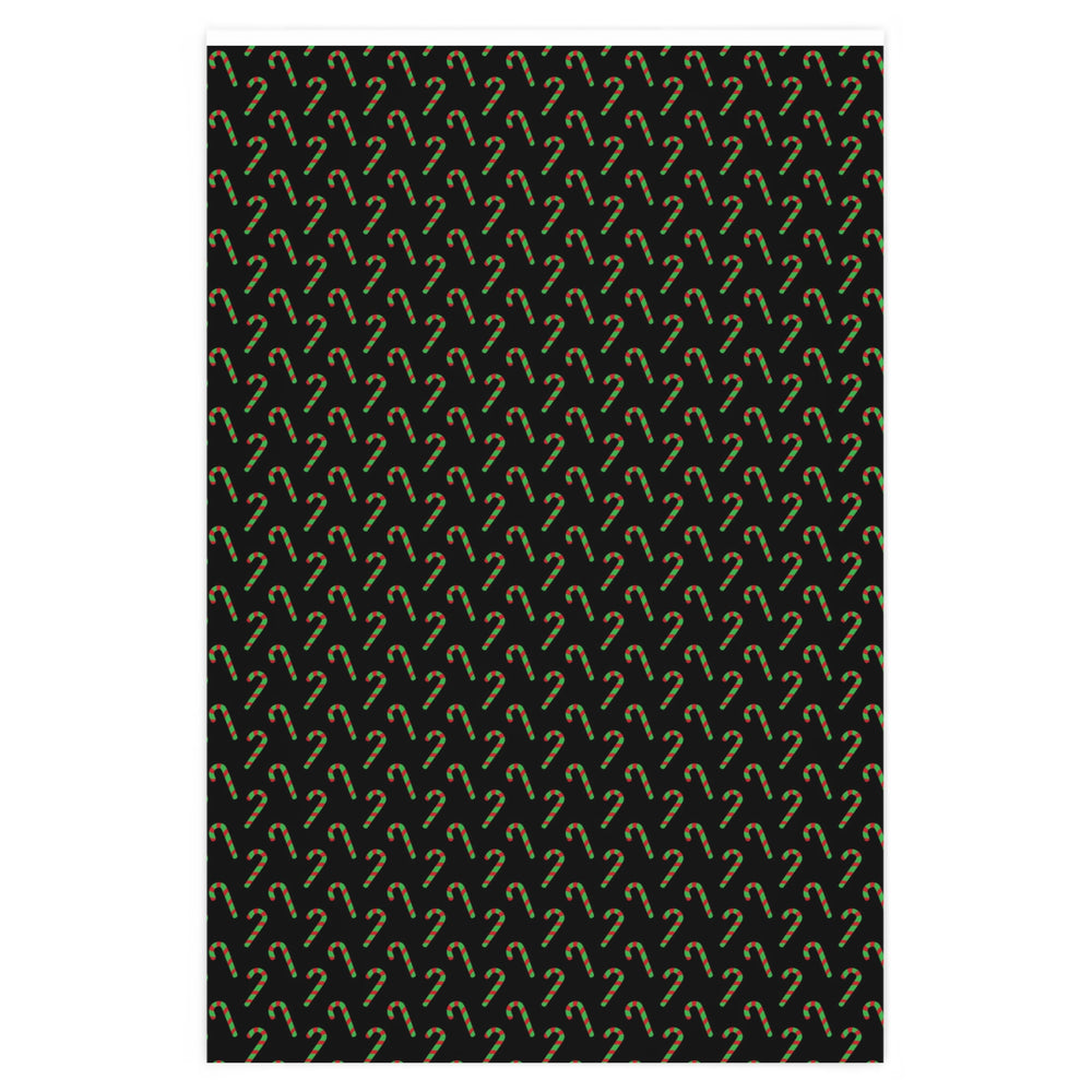 Gothmas Red and Green Candy Canes on Black Wrapping Paper