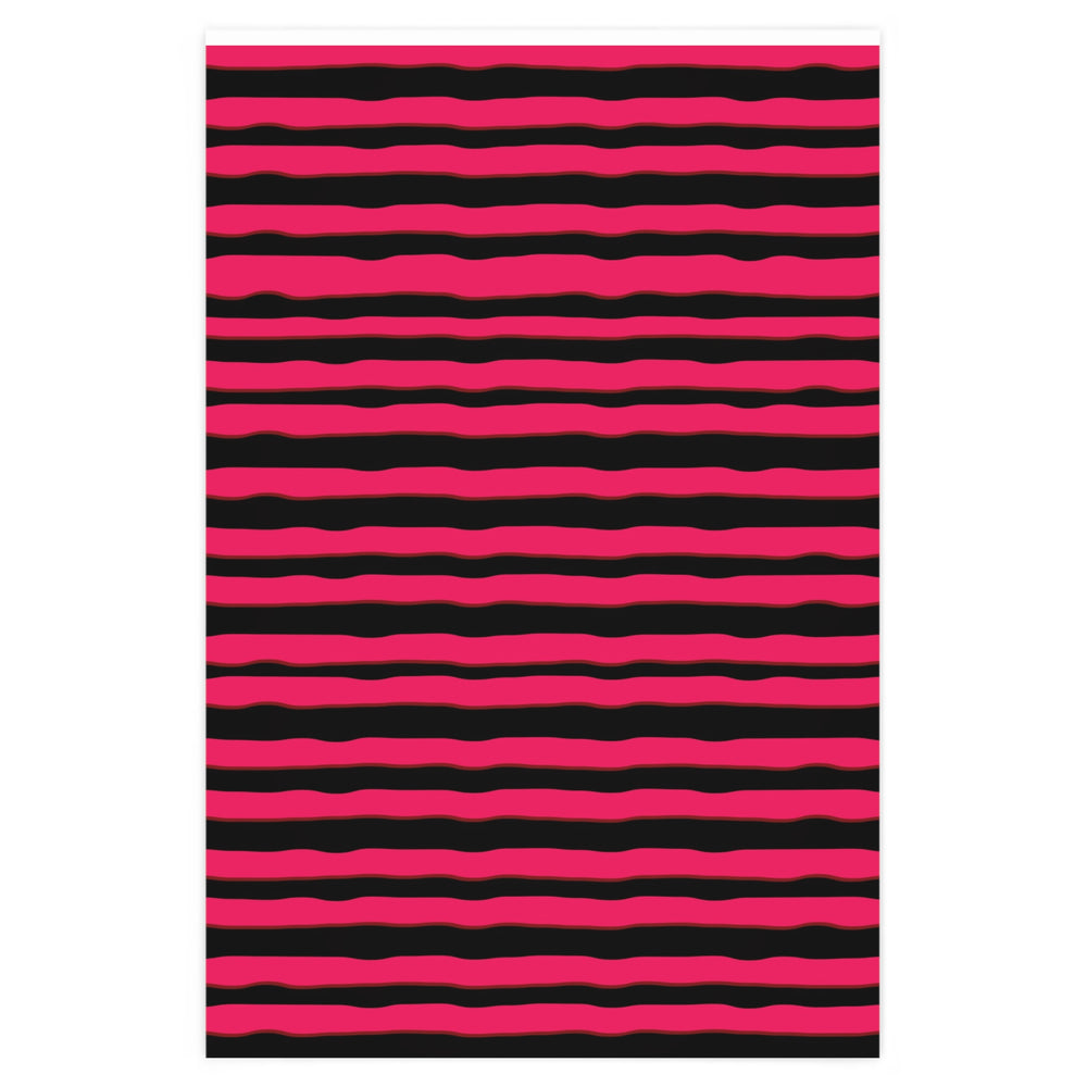 Black and Hot Pink Striped Tim Burton Inspired Gothmas Wrapping Paper