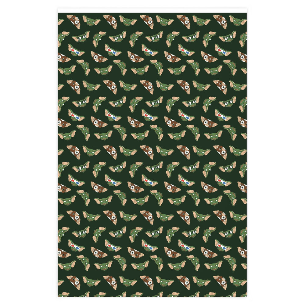 Gremlins Inspired Gizmo and Stripe Creepmas Wrapping Paper (Larger Print)