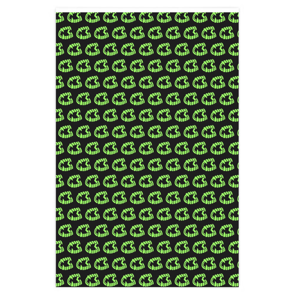 
            
                Load image into Gallery viewer, Vampire Fangs Black and Neon Slime Green Teeth Wrapping Paper
            
        