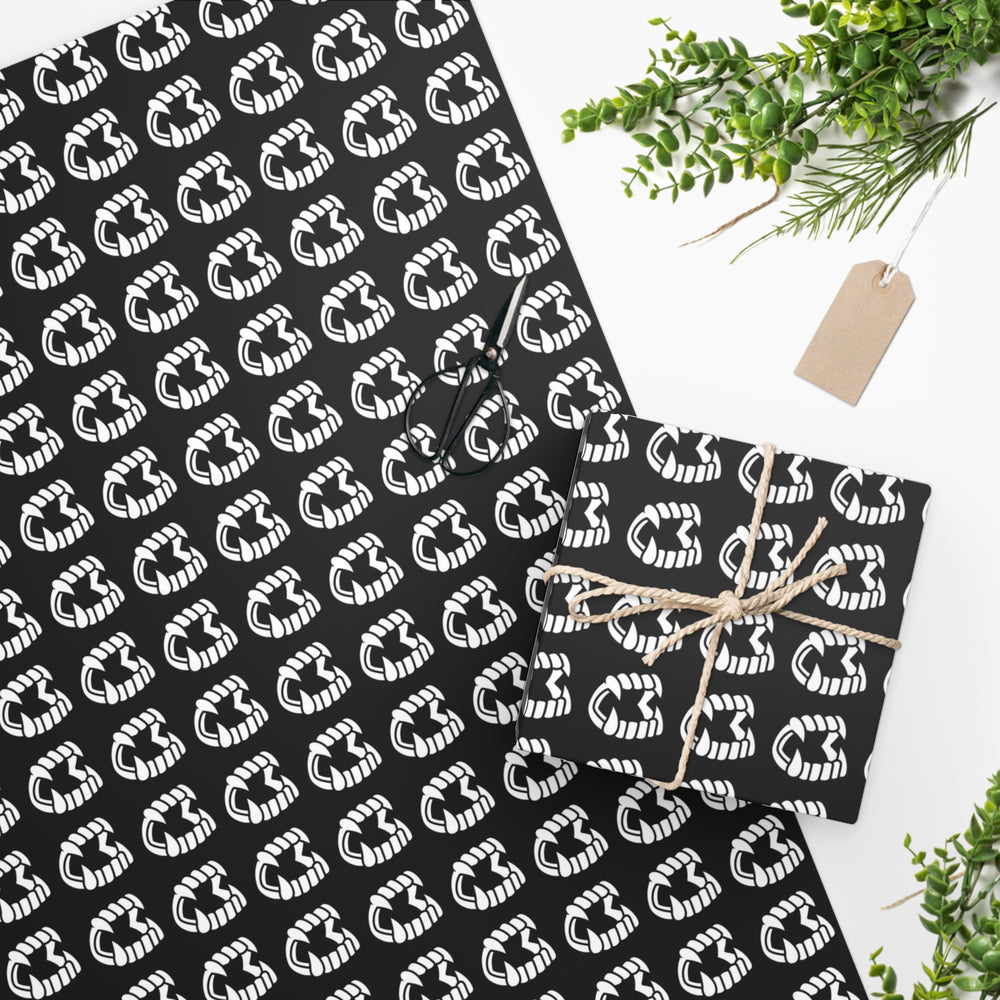 Vampire Fangs Black and White Teeth Wrapping Paper