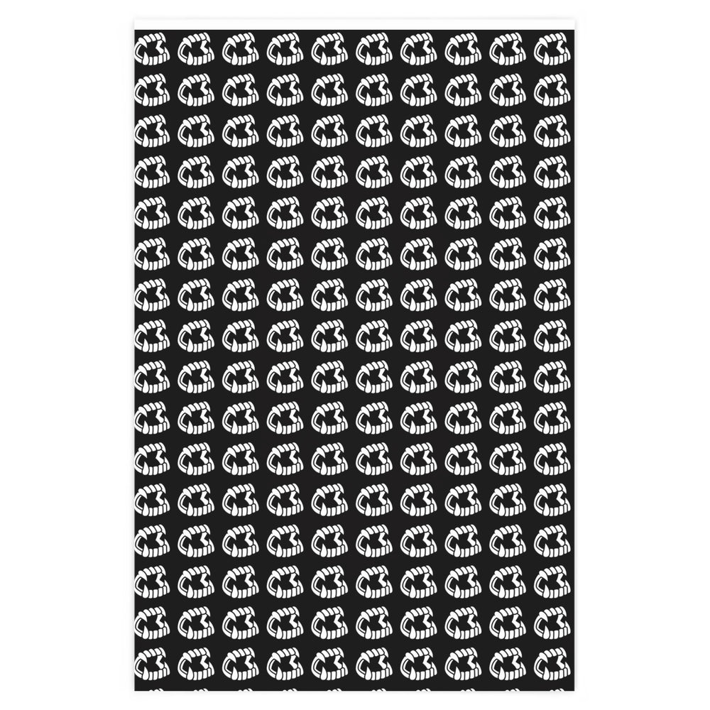 Vampire Fangs Black and White Teeth Wrapping Paper