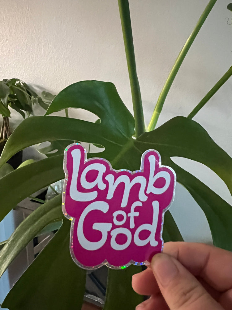 
            
                Load image into Gallery viewer, Lamb of God Girly Pop Glitter Sticker
            
        