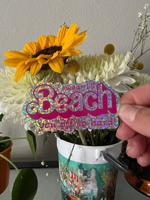 
            
                Load image into Gallery viewer, Beach You Off Glitter Sticker
            
        